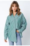 Olivaceous Green and White Stripe Top