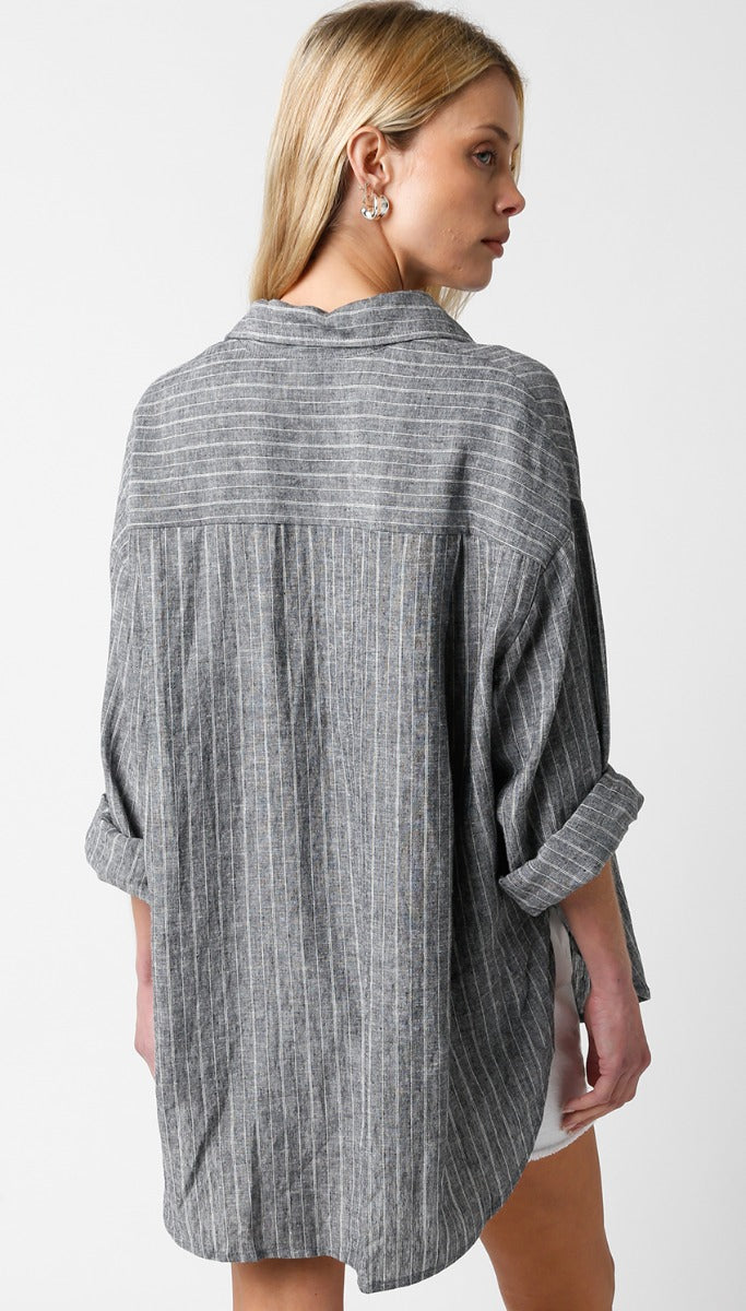 Olivaceous Molly Linen Button Down Shirt