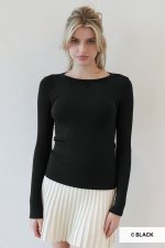 Nikibiki Wide Ribbed Long Sleeve Top