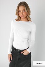 Nikibiki Wide Ribbed Long Sleeve Top